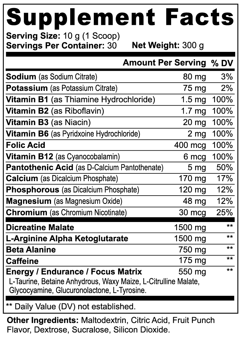 Nitric Shock Pre-Workout Powder (Fruit Punch) AlphaVIT Nitric Shock Pre-Workout Powder (Fruit Punch) AlphaVIT Pre-Workout Supplements