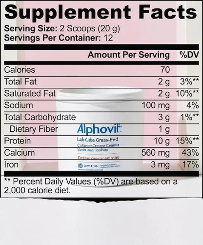 Grass-Fed Collagen Creamer (Vanilla) AlphaVIT Grass-Fed Collagen Creamer (Vanilla) AlphaVIT Skin, Hair & Nail Health