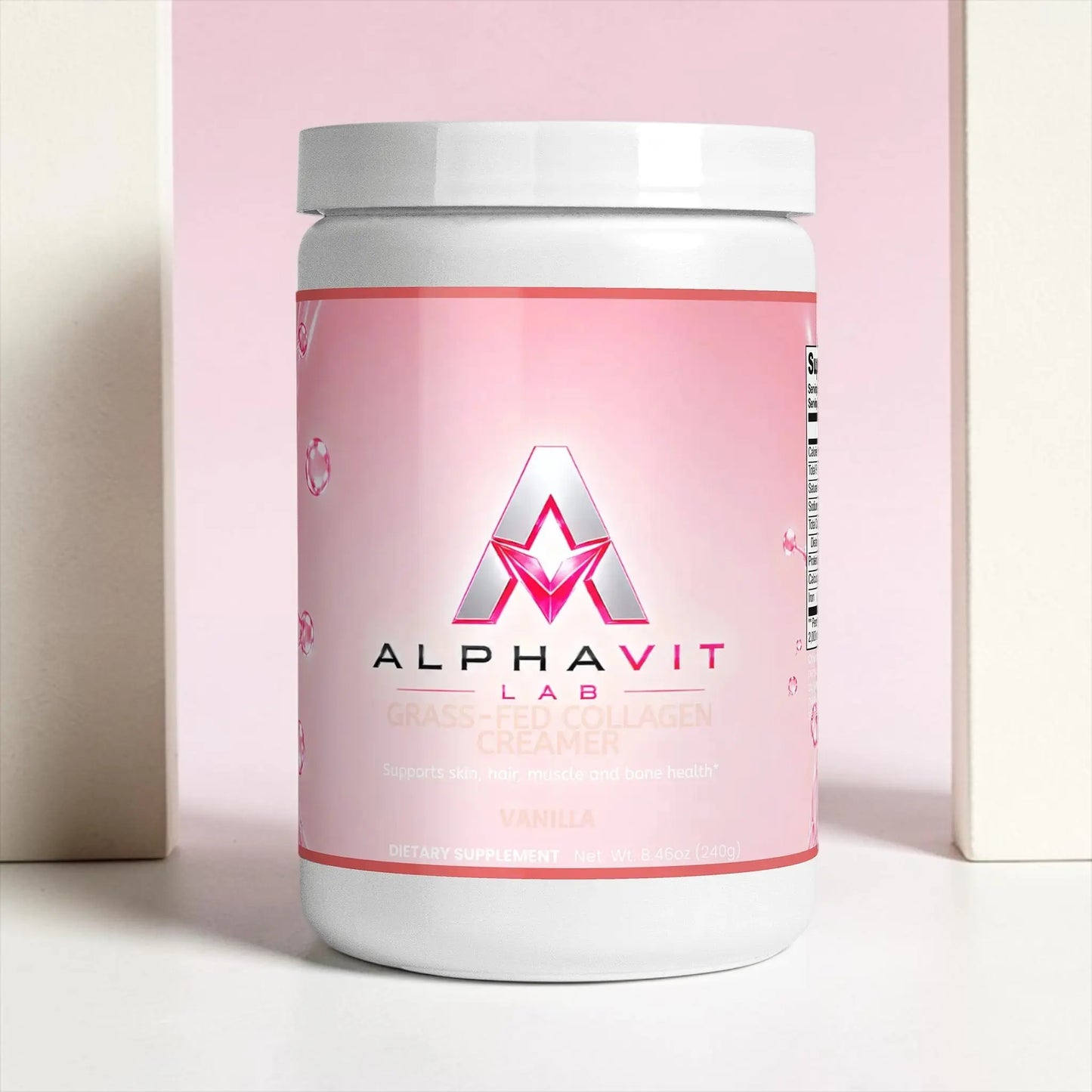Pot de crème à café au collagène AlphaVIT saveur vanille pour la santé de la peau et des cheveux