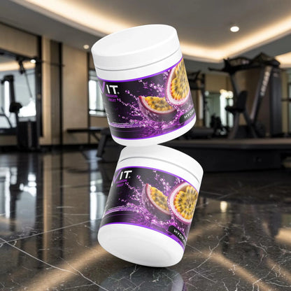 Deux pots de poudre d'hydratation AlphaVIT saveur fruit de la passion avec électrolytes et vitamines B