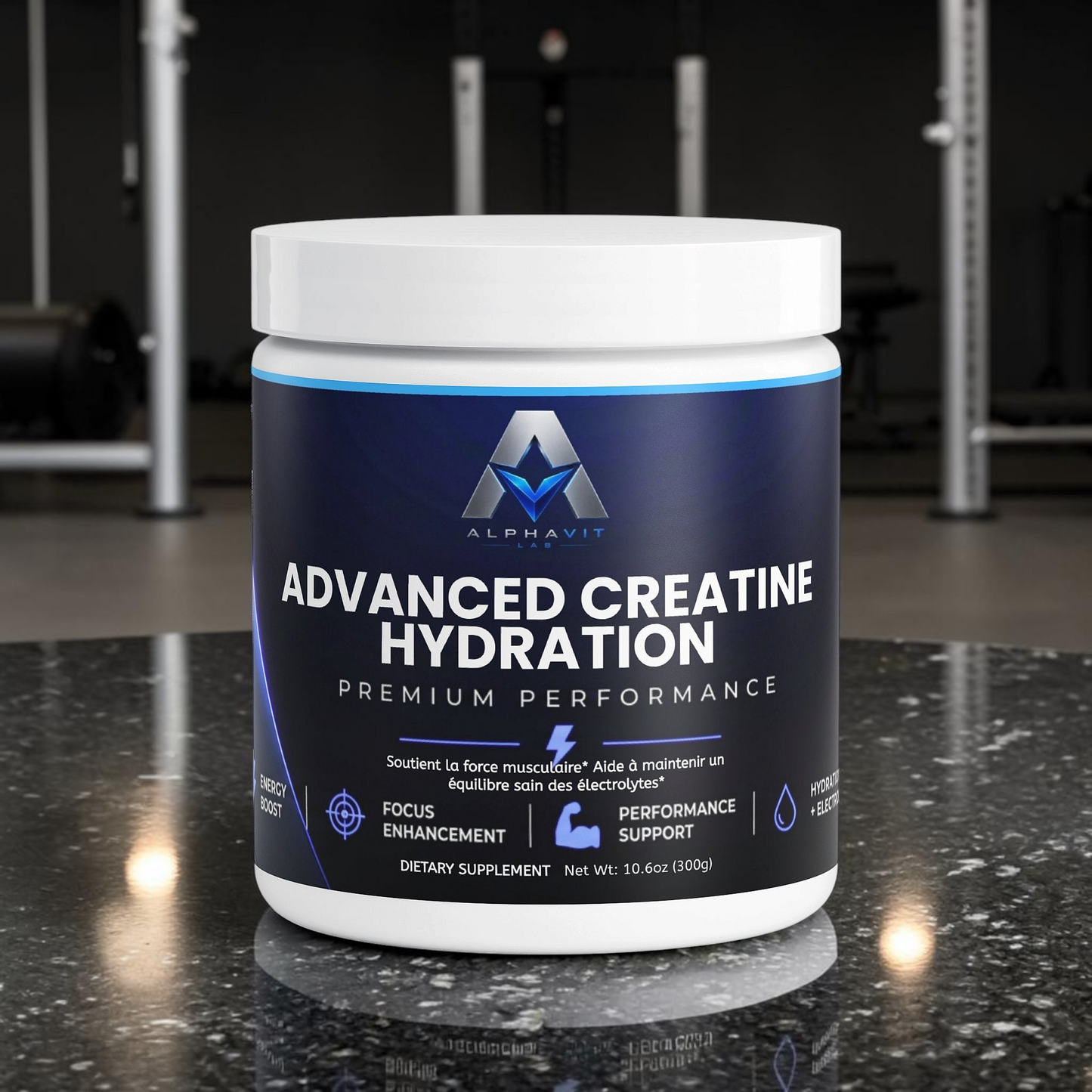 Pot de supplément AlphaVIT Advanced Creatine Hydration avec électrolytes pour la performance et l'hydratation sportive