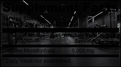 Tableau des faits nutritionnels AlphaVIT indiquant 5000 mg de créatine monohydrate par portion de 5 g