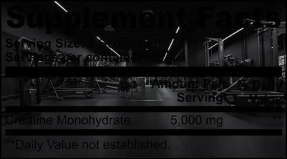 Tableau des faits nutritionnels AlphaVIT indiquant 5000 mg de créatine monohydrate par portion de 5 g